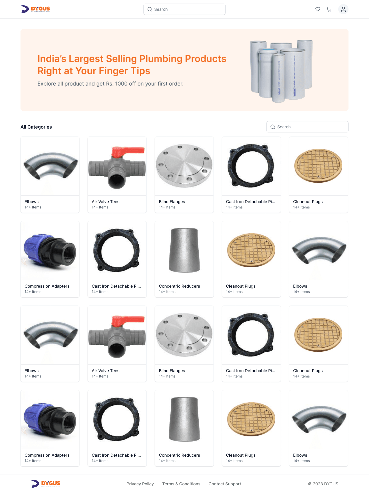 Plumbing E-commerce Homepage